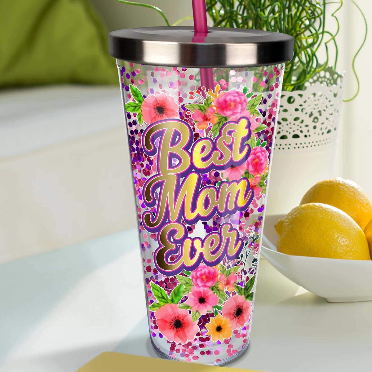 Spoontiques Drinking Cup, 20 Ounces, Pink & Purple