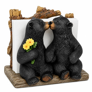 Comfy Hour 5.1 Inch Bear Napkin Holder, Kissing Black Bears