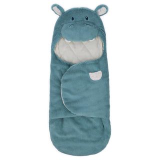 Spin Master Games Baby GUND Oh So Snuggly Hippo Blanket Wrap, Plush Hooded Baby Blanket Wrap for Newborns, Blue/Cream, 26”