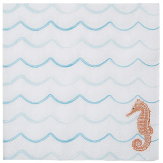 ihr SINCE 1977 Disposable Napkin, 20-Count Cocktail, Seahorse Waves