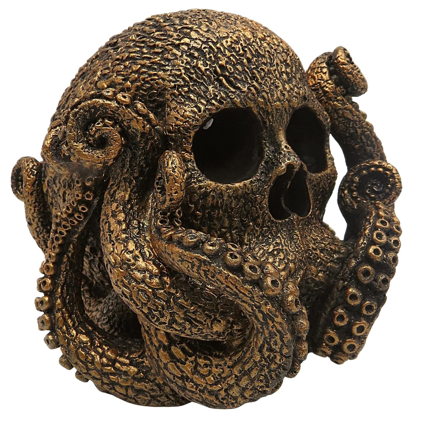 Pacific Trading Pacific Gothic Skull Metal Octopus Figurine, Marine Life Unique Statue Tabletop Decoration for Home, Sea Monster Home Decor Gift for Men, Brone