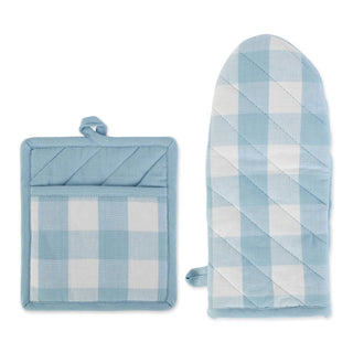 DII Pot Holder, Potholder & Oven Mitt, White & Light Blue