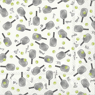 ihr SINCE 1977 Disposable Napkin, 5" x 5", Pickleball Pattern