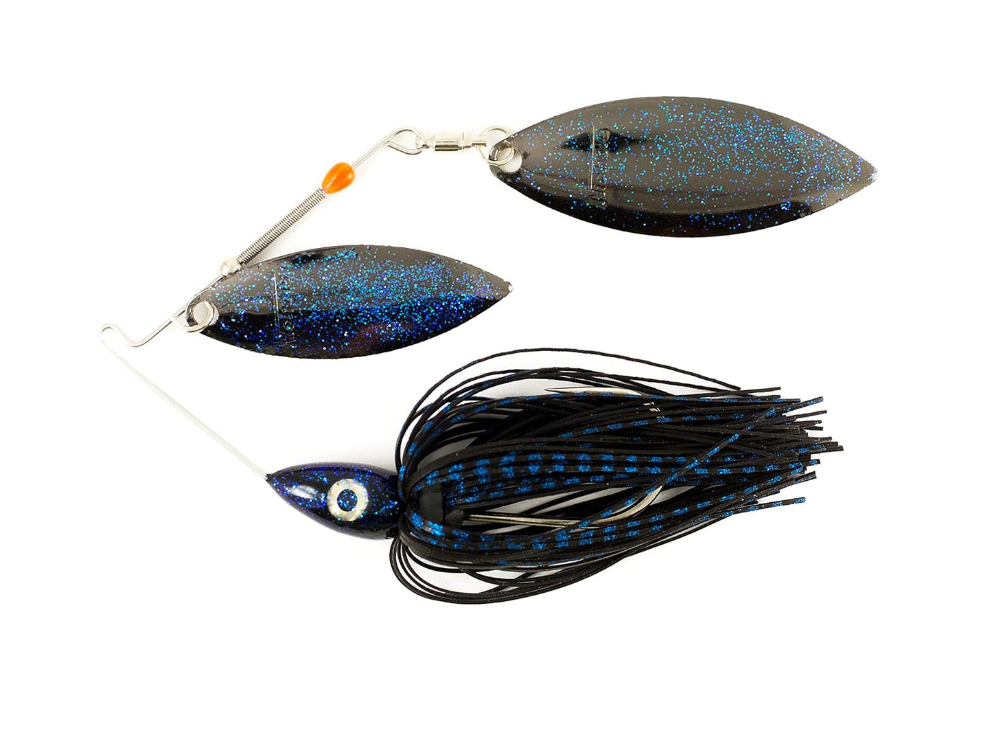 Nichols Lures Pulsator Metal Flake Double Willow Spinnerbait, Black/Blue, 1/2-Ounce