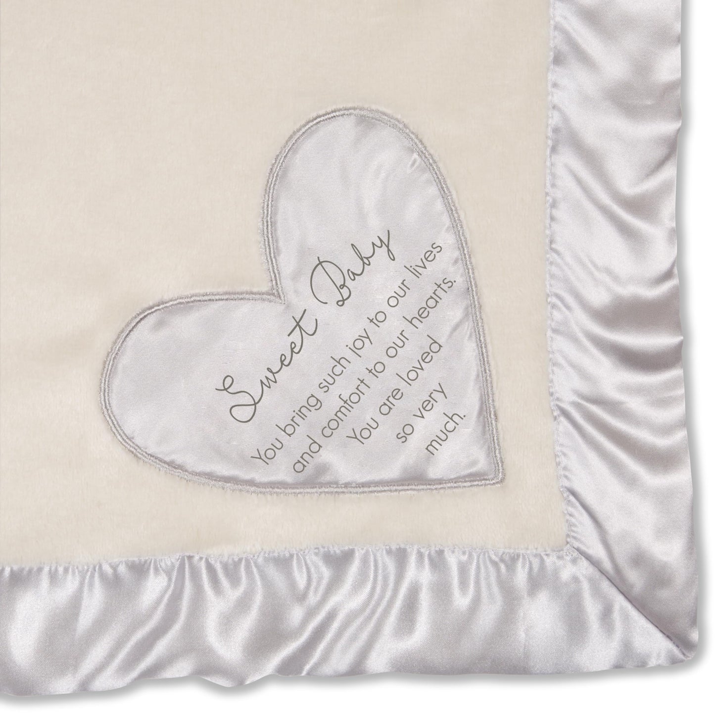 Pavilion - Sweet Baby - Silver Silk Edge Royal Plush Baby's First Blanket 30 x 40 Inch