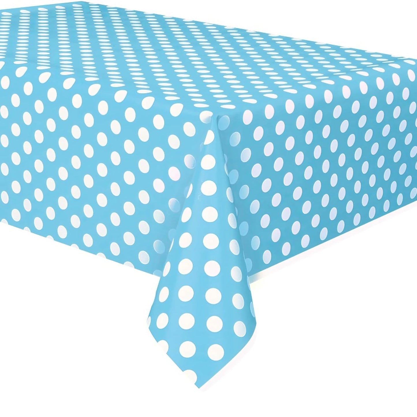 Unique Industries Polka Dot Plastic Tablecloth, 108" x 54", Light Blue