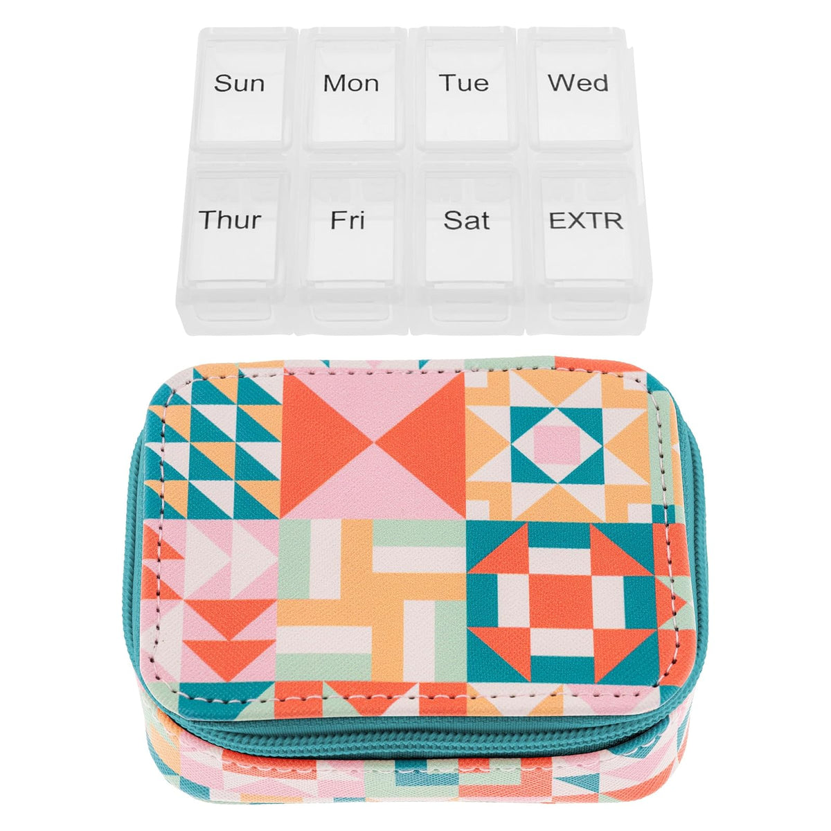 Karma Personal Pill Dispenser, One Size, Quilt Blocks