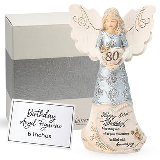 Comfy Hour 6 Inch 80th Birthday Angel Figurine, Keepsake Gift