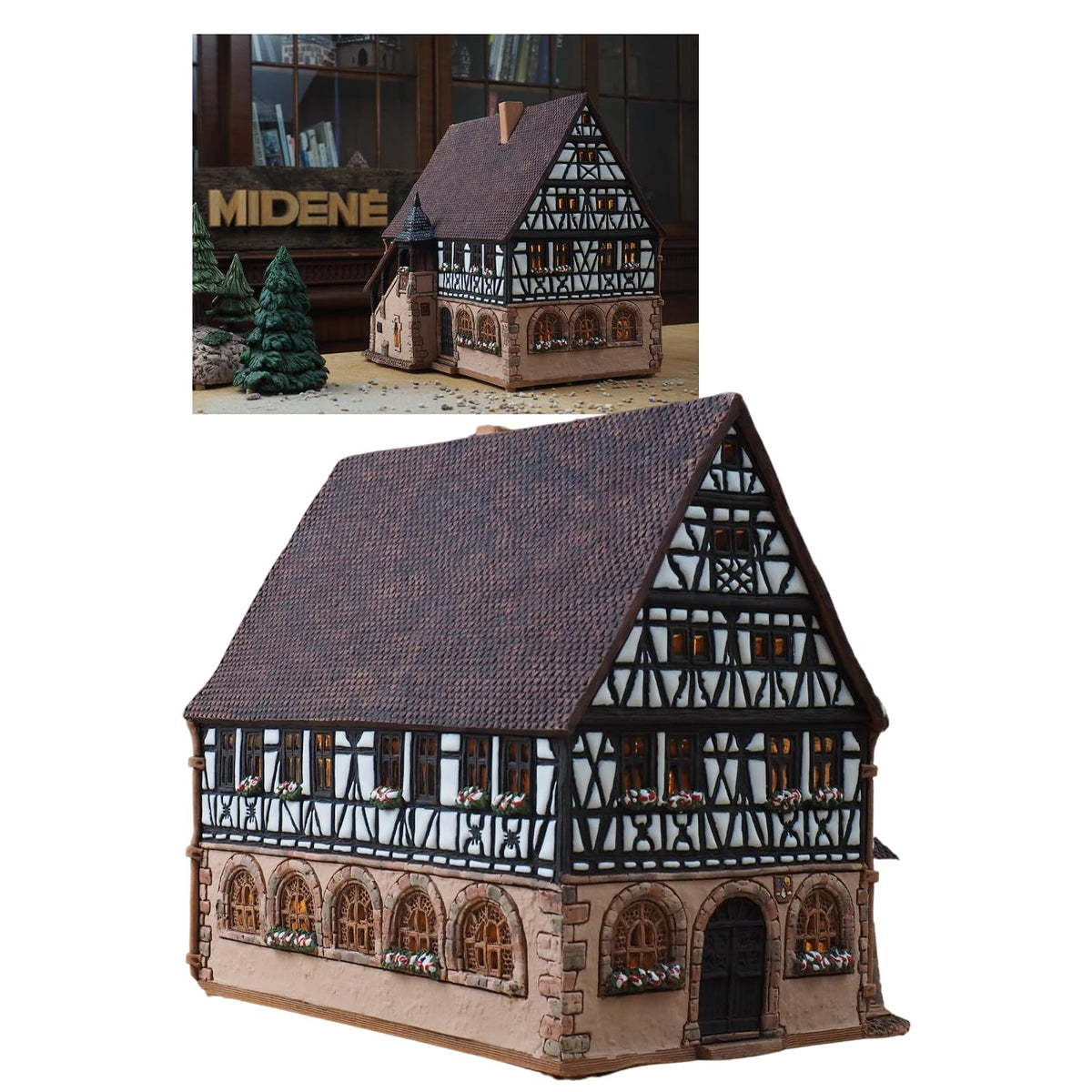 Midene Candle Holder, 9.25" Tall, Brown, Red, Pink, Grey
