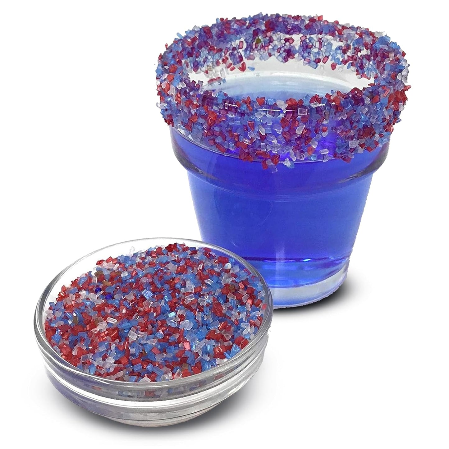 Ultimate Baker Snowy River Americas Cocktail Sugar - Kosher All Natural Red, White, and Blue Cocktail Rimmer and Coffee Rimmer (Americas, 8oz Bag)