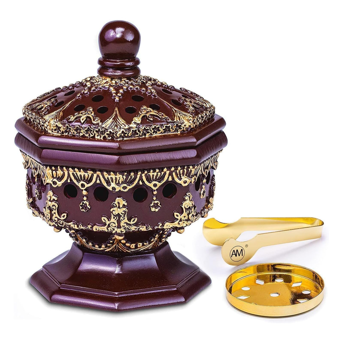 AM Incense Holder, Octagon Brown