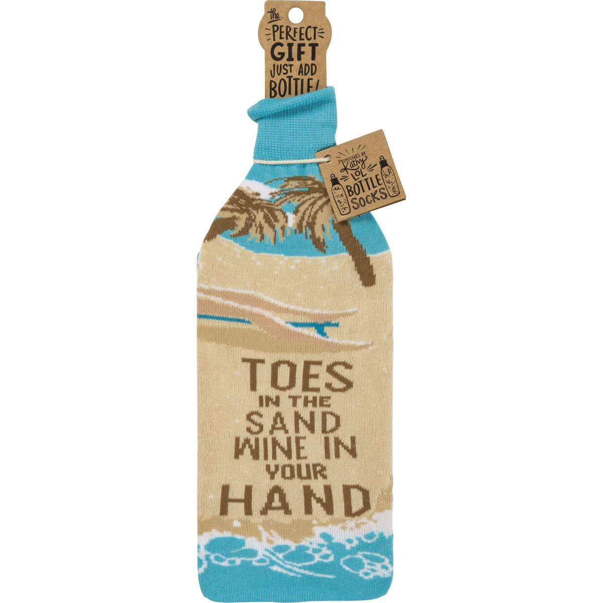 Primitives by Kathy Gift Wrap, Standard Wine Bottle Size, Blue
