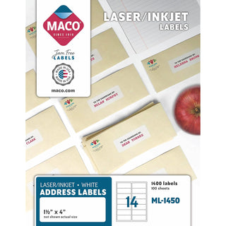 Maco Label, 1-1/2 x 4 inch, White