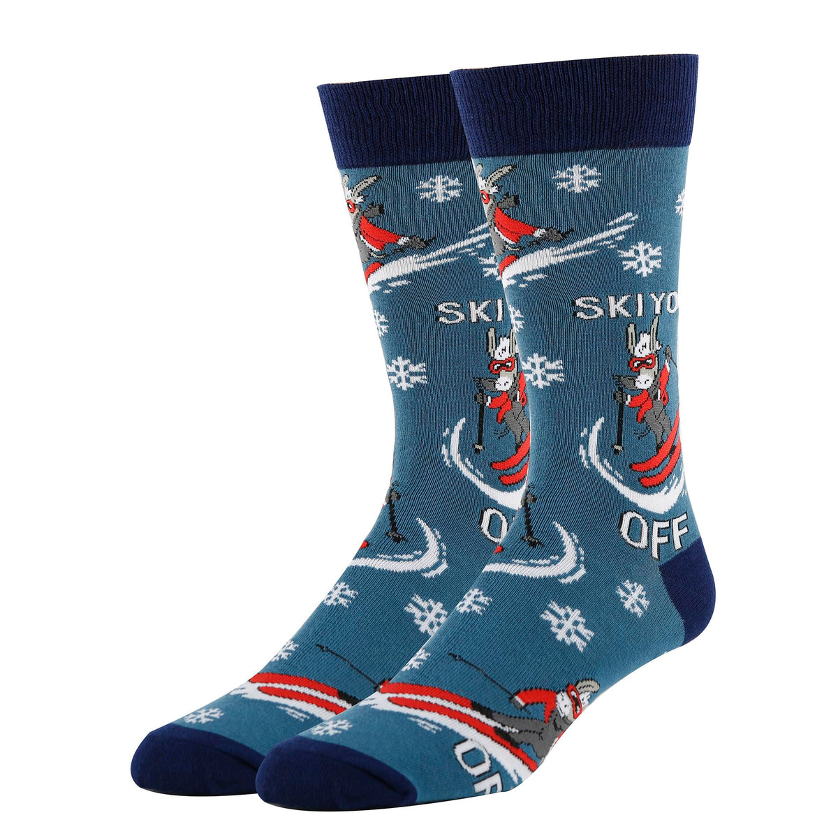 ooohyeah Men’s Funny Saying Crew Socks, Crazy Novelty Cotton Dress Socks, Ski Off
