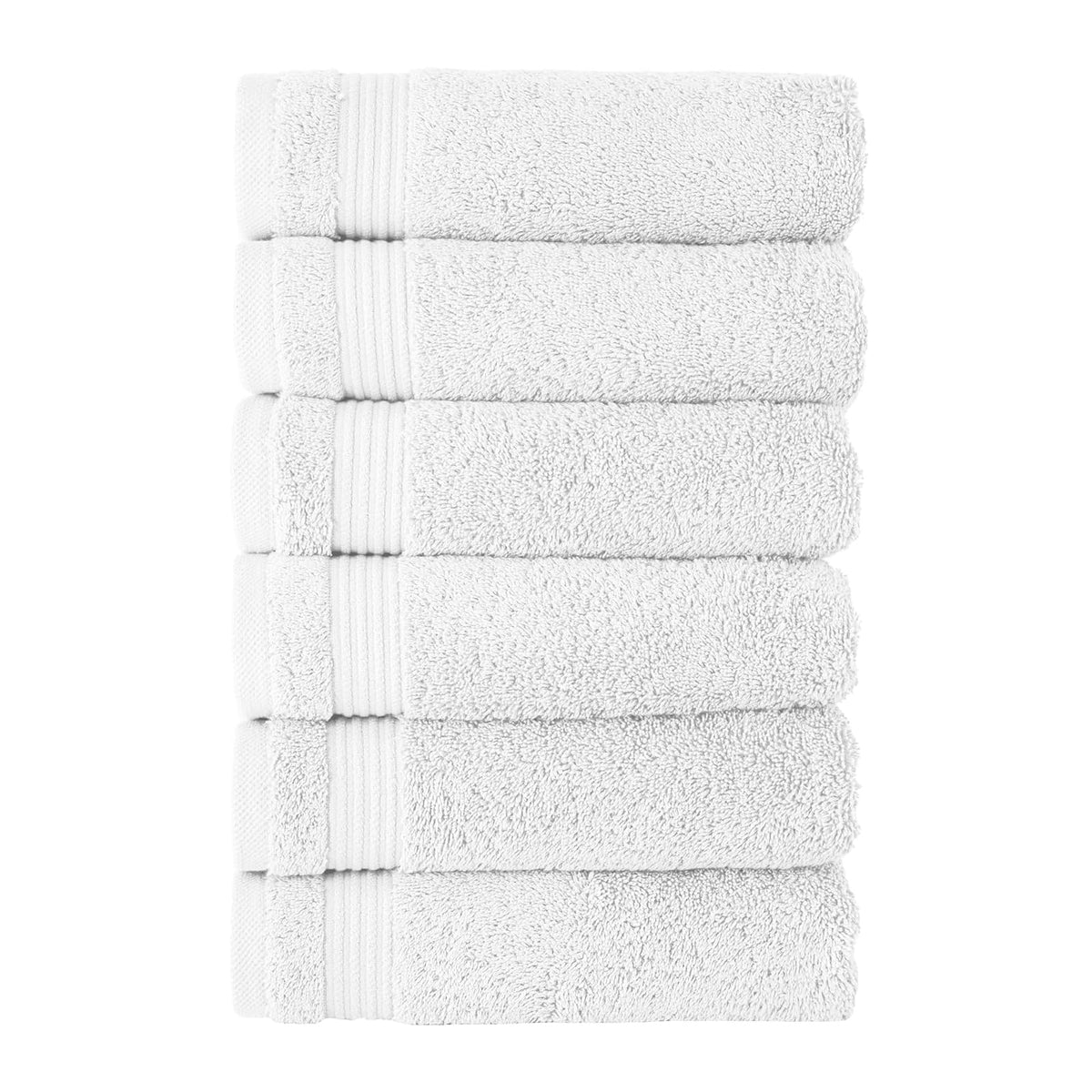 Classic Turkish Towels Towel, Hand Towels - 6 Piece Set, White