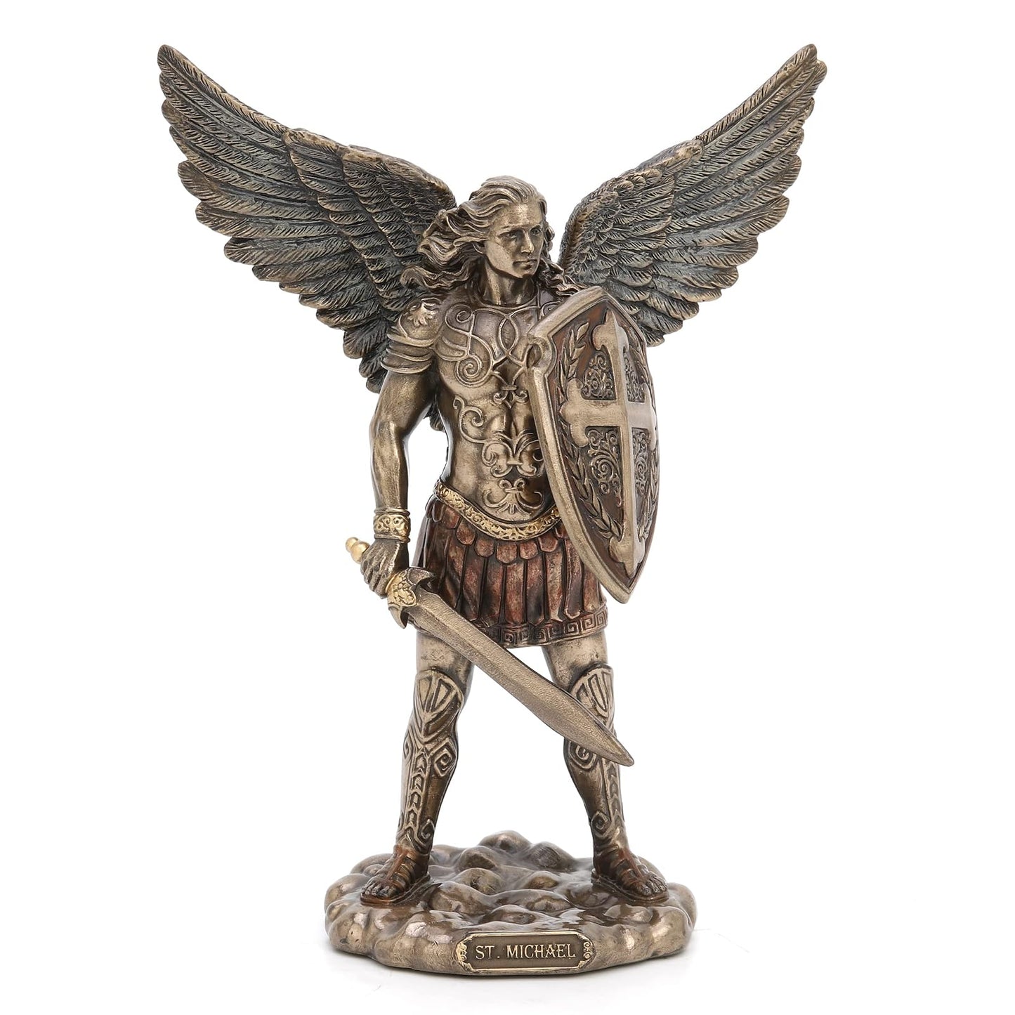 Unicorn Studio Veronese Design 7 3/4" Archangel Saint Michael Sword and Shield Resin Sculpture Cast Bronze Finish