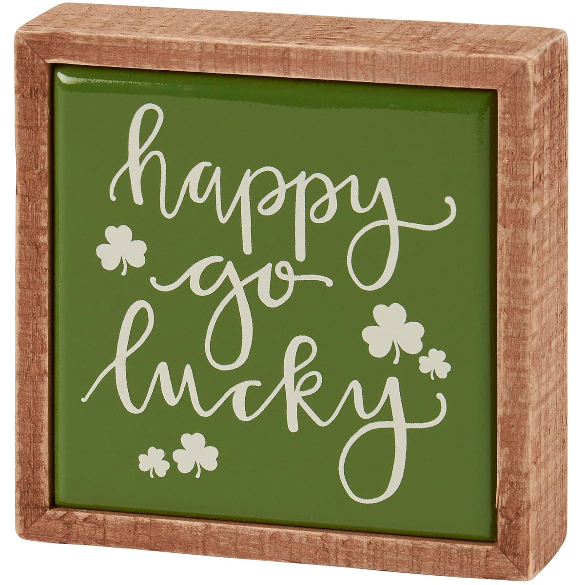 Primitives by Kathy Decorative Signage, 4" x 4" x 1", Green, Cream, Wood