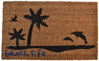 Imports Décor Vinyl Backed Coir Doormat, Beach Life, 18 by 30-Inch