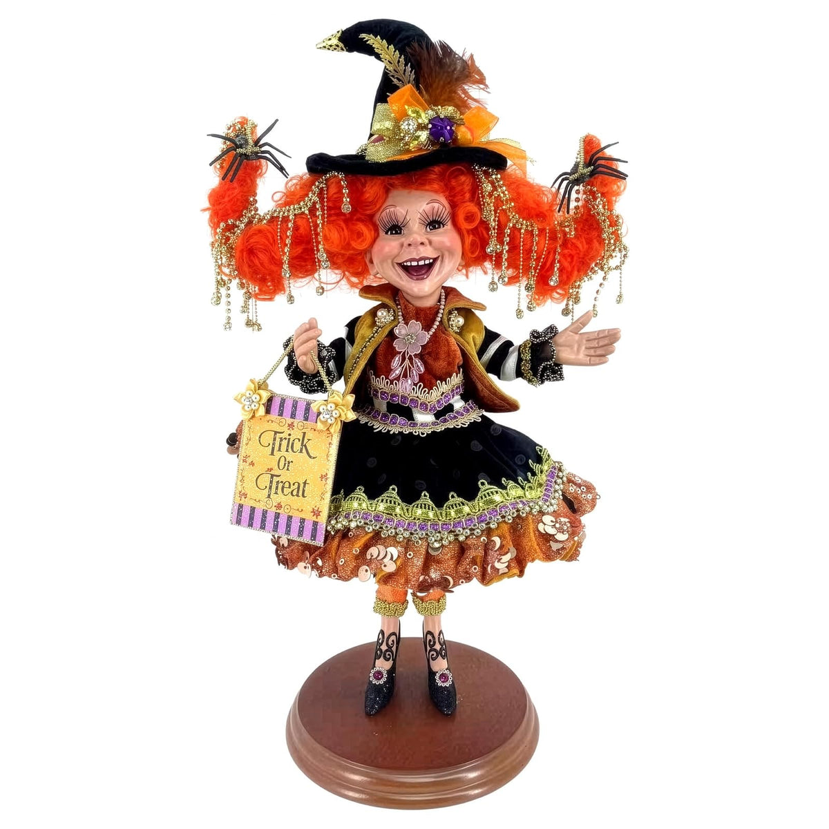 Mark Roberts Figurine, Small 12.5" Tall, Black, Orange, Gold, Purple, Red