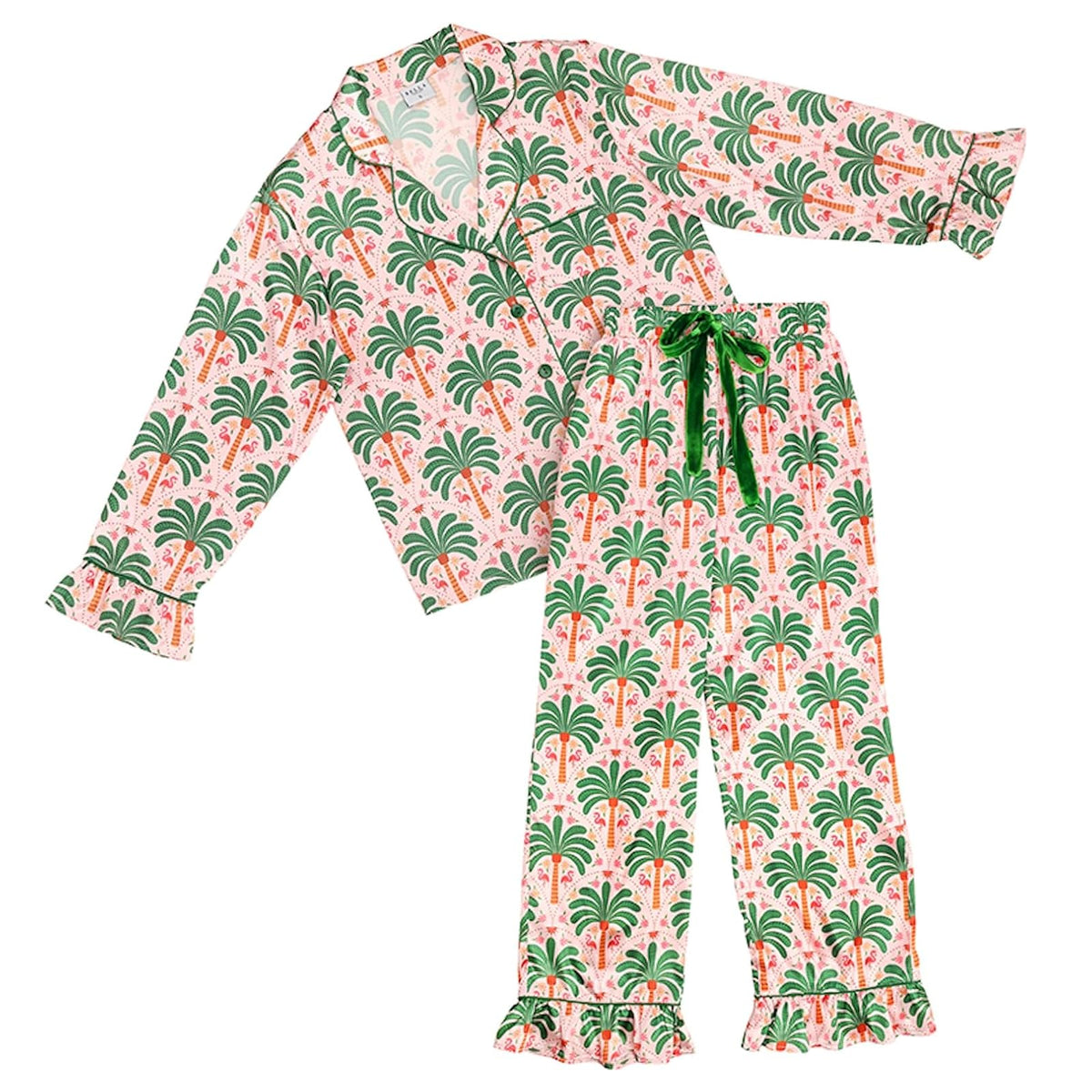 Bella Sleep + Spa Pajamas, X-Large, Pink + Palm Trees
