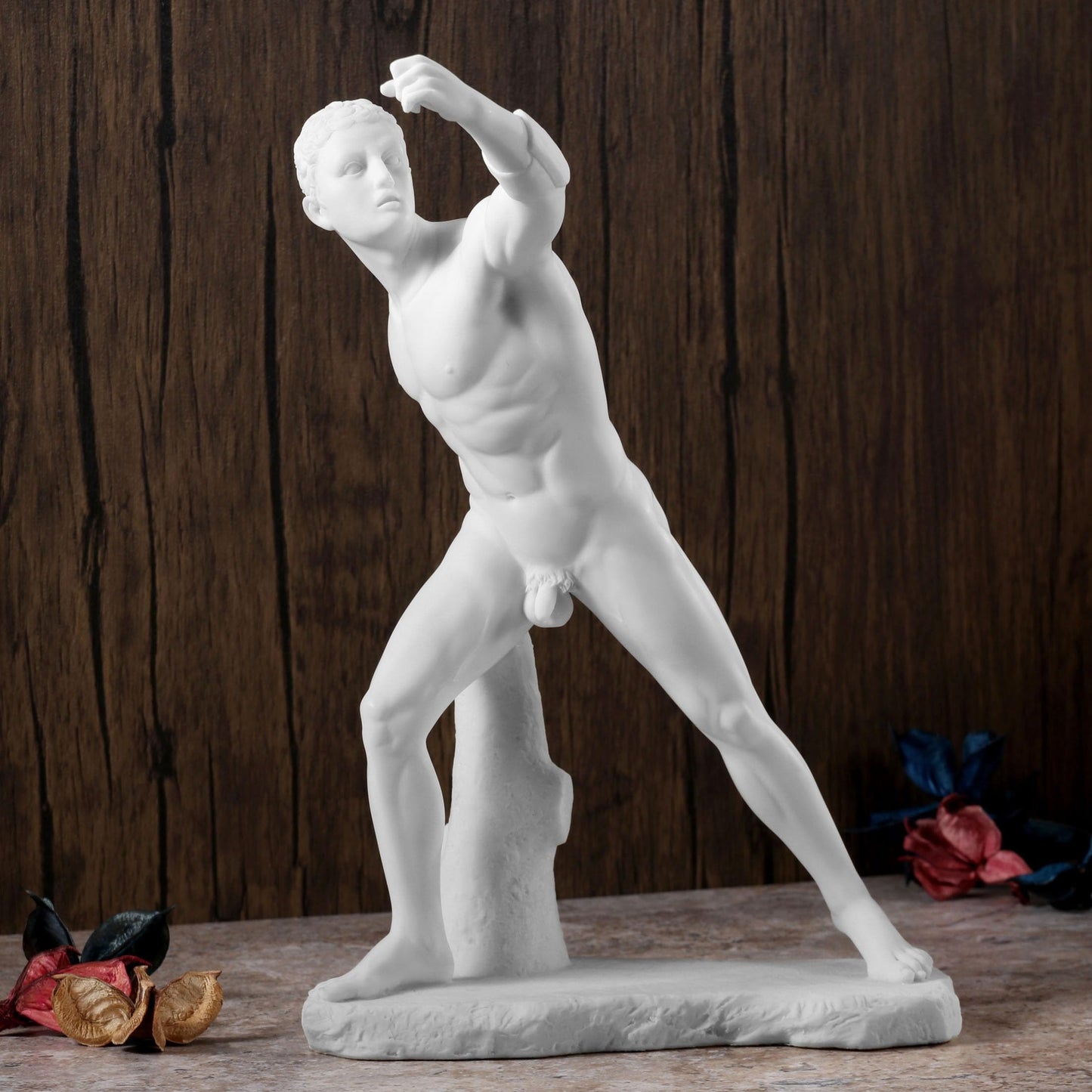 Veronese Design 11 Inch Borghese Gladiator Resin Sculpture Classic Marble White Finish