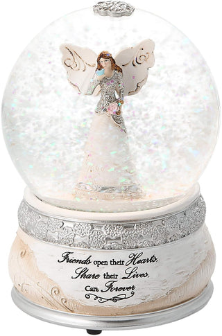 Pavilion Gift Company Elements Friends Angel Musical Waterglobe, 6-Inch/100mm, Inscription Friends Open Their Hearts Share Their Lives, Care Forever