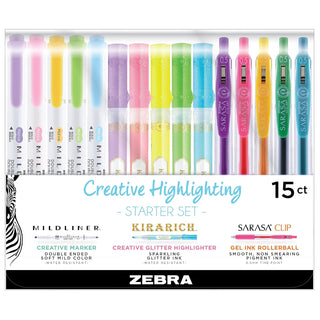 Zebra Pen Marking Pen, 1 Count (Pack of 15), Blue, Gold, Pink