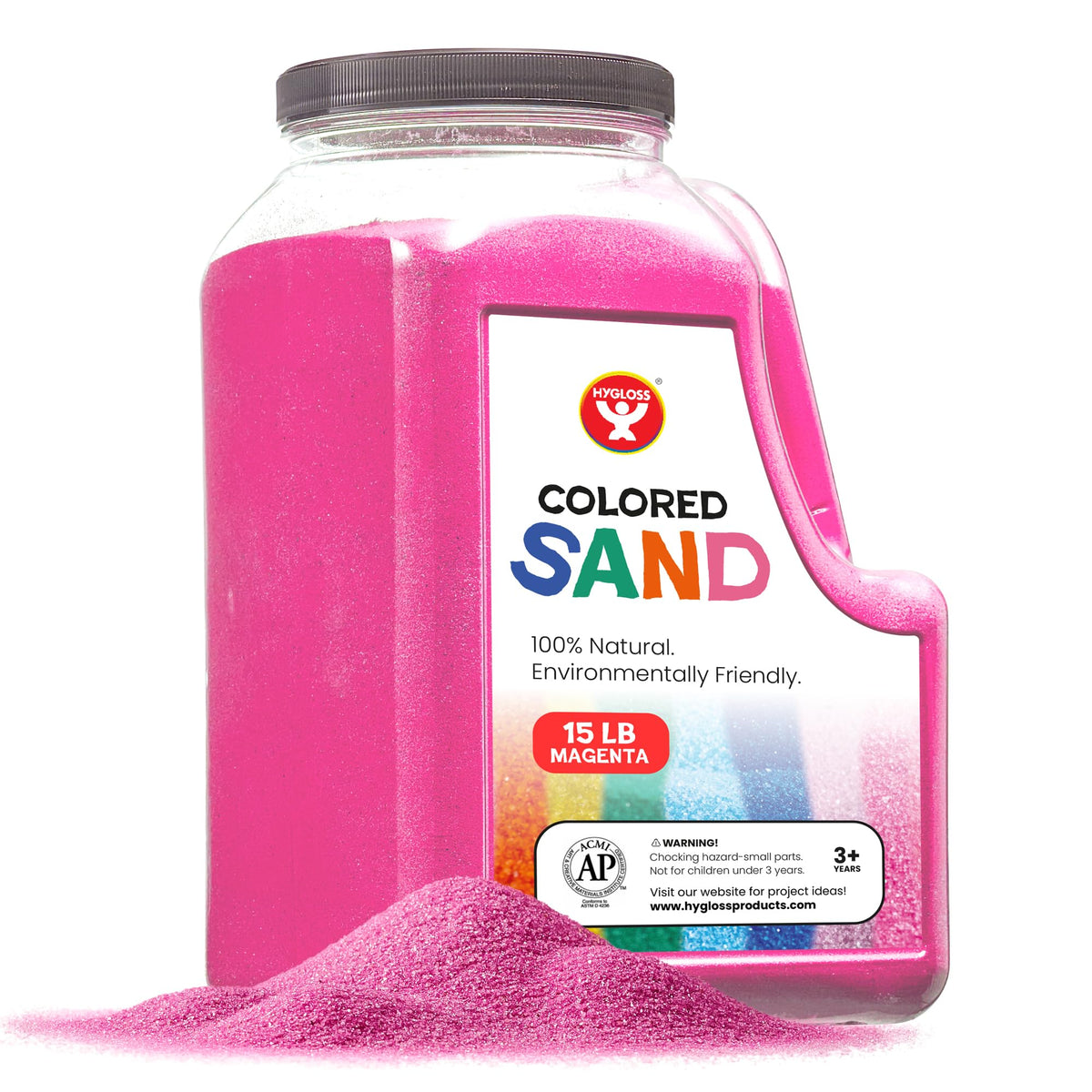 Colored Sand for Sand Art - Sand for Crafts - Vibrant Color Play Sand - Safe for Ages 3+ Fine Colorful Sand for Plants - Classroom Arts & Crafts for Kids 4 5 6 7 8 9 10 11 12 - 15 lb. Bottle, Magenta