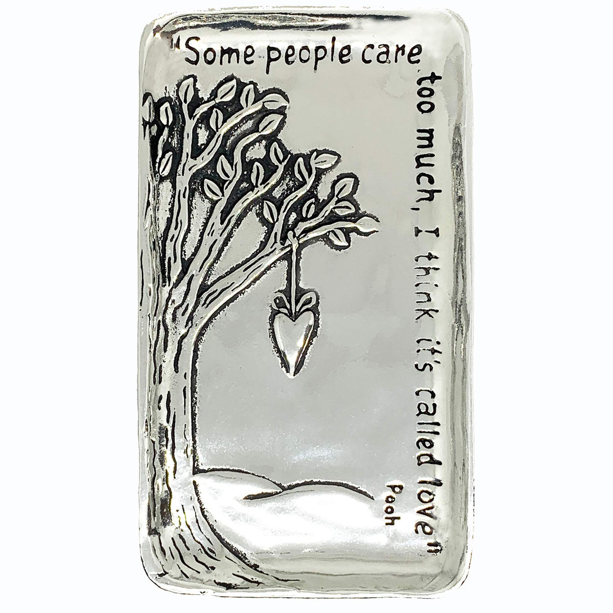Basic Spirit Pewter Some People Care Too Much Pooh Quote Small Tray Trinket Dish Ring Holder Gift Box