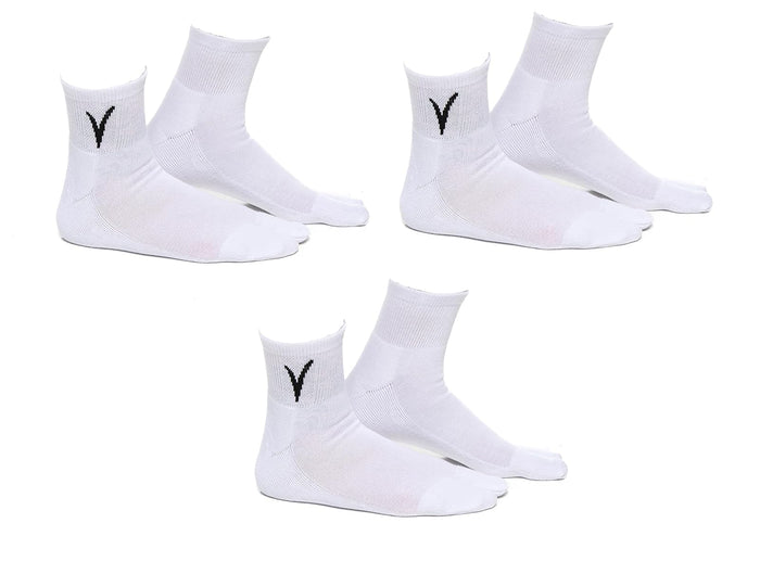 3 Pairs Thicker V-Toe Flip-Flop Tabi Socks Big Toe Warmer Casual or Athletic Socks White Mini-Crew Men 8-10.5 Women 9.5-11.5
