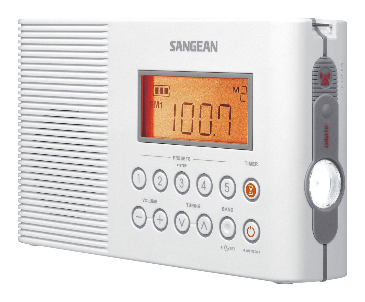 Sangean Radio, 9.3 x 2.2 x 5.5 inch, White