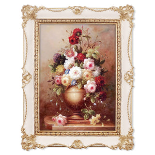 Simon's Shop iAmoy 5x7 Picture Frame, White & Gold Picture Frames, Vintage 5 x 7 Frame with Floral and Bead Detail, Wall and Tabletop Photo Frame