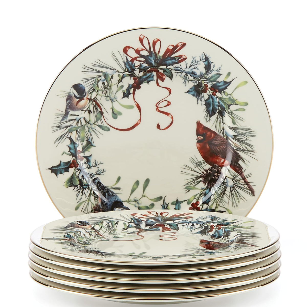 Lenox Dishware Plate, 8", Red & Green