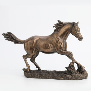 Unicorn Studio 13.63 Inch Horse Cantering on The Grassland Cold Cast Bronze Figurine