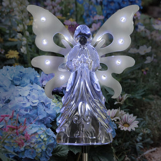 Exhart Lighted Outdoor Display, Large, Angel Clear/White