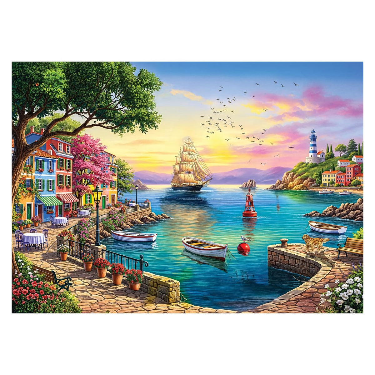 Anatolian Puzzles, 33.5x47.25, Blue Lighthouse