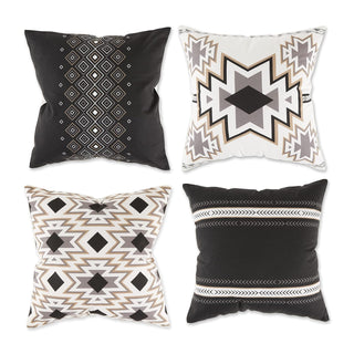 DII Design Throw Pillow Cover Collection Decorative Square, 18x18, Black Aztec Prints , 4 Piece
