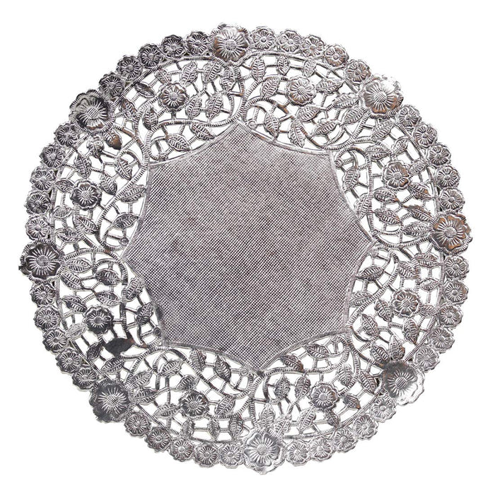 Hygloss Products 8 Inch Silver Foil Doilies - Round Doilies Made in the USA, 12 Pack