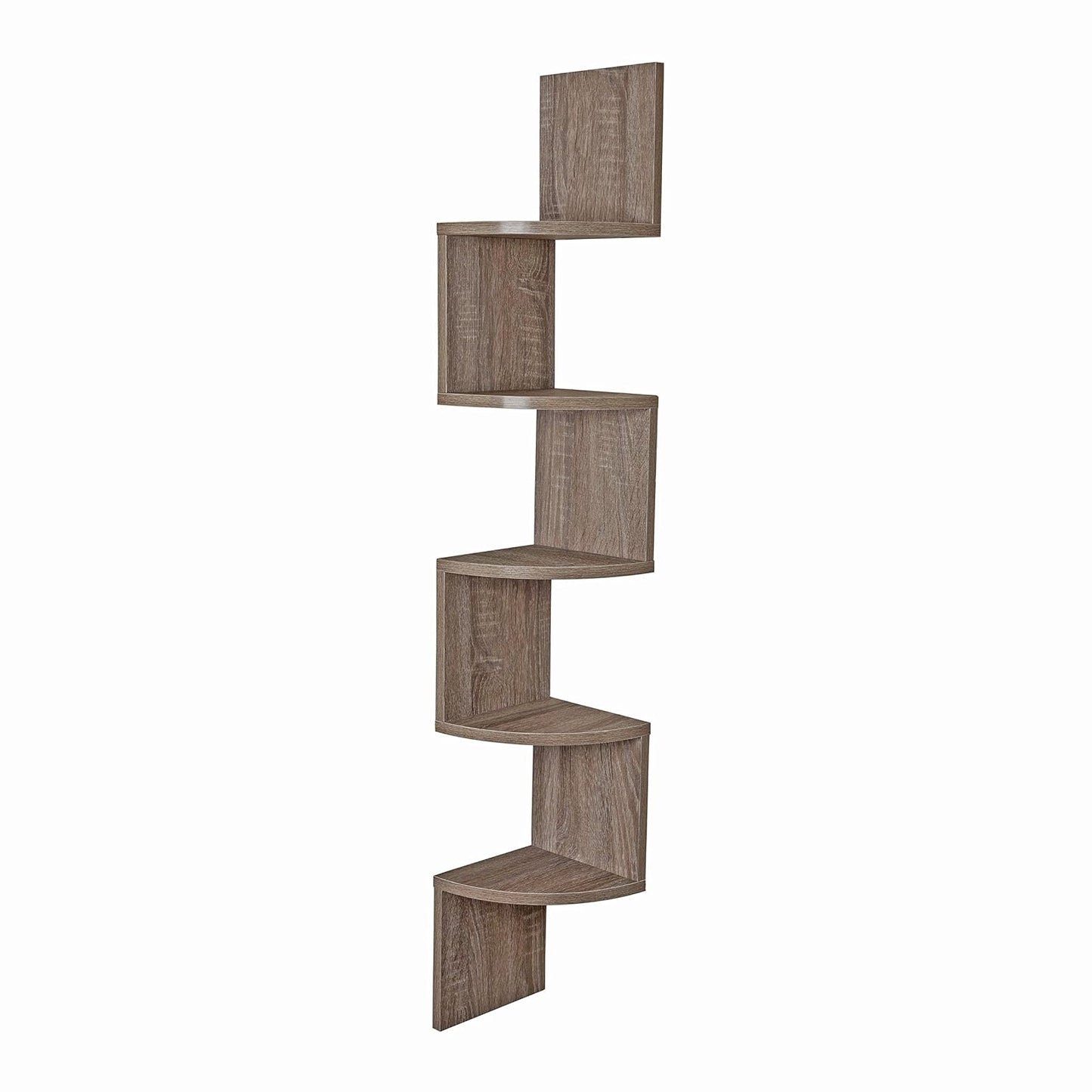 Danya B. XF11035OK Large Rustic Decorative 5-Tier Corner Floating Wall Mount Display Shelving Unit - Oak