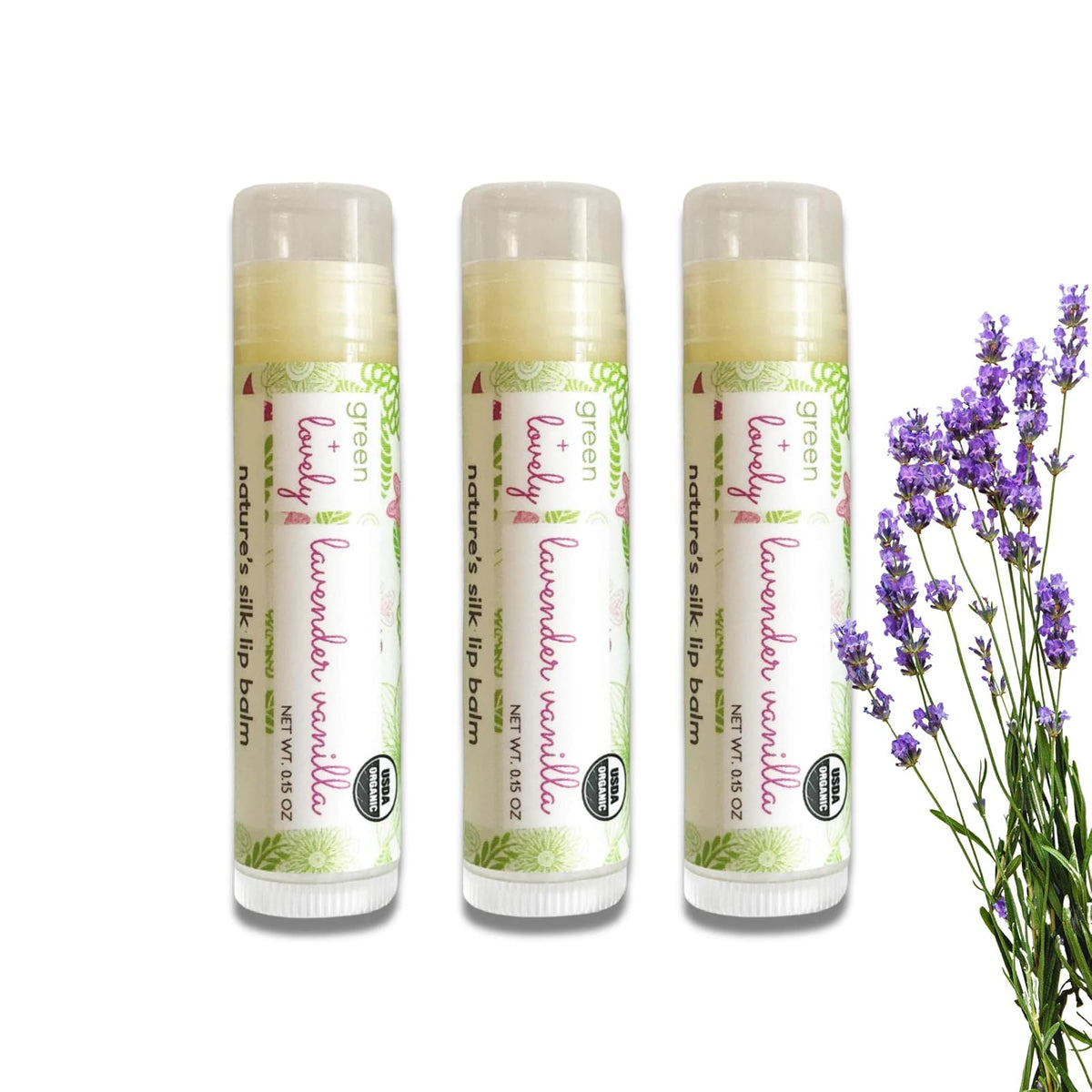 Green + Lovely Lip Balm, 1 Count (Pack of 3), Green