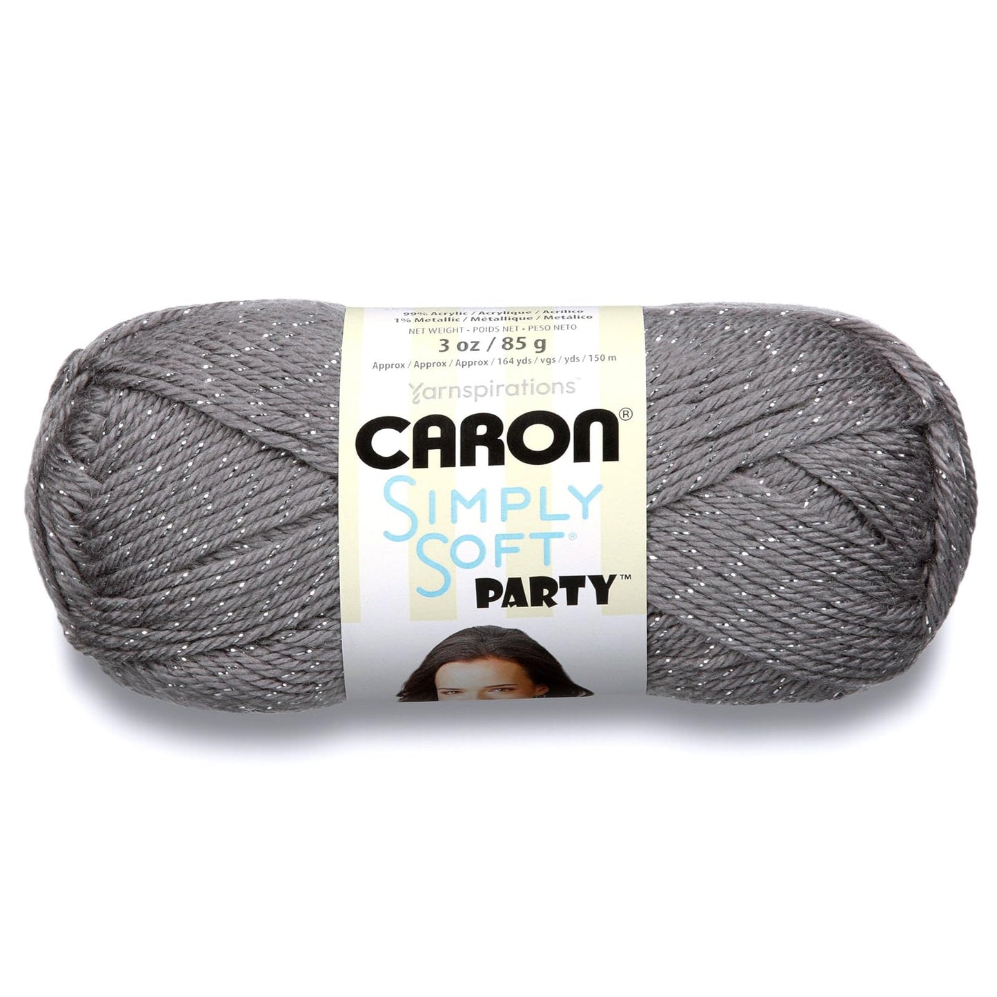 Spinrite Yarns (CA) Caron Simply Soft Party Yarn, 3 oz, Medium Worsted 4 Gauge, -Platinum