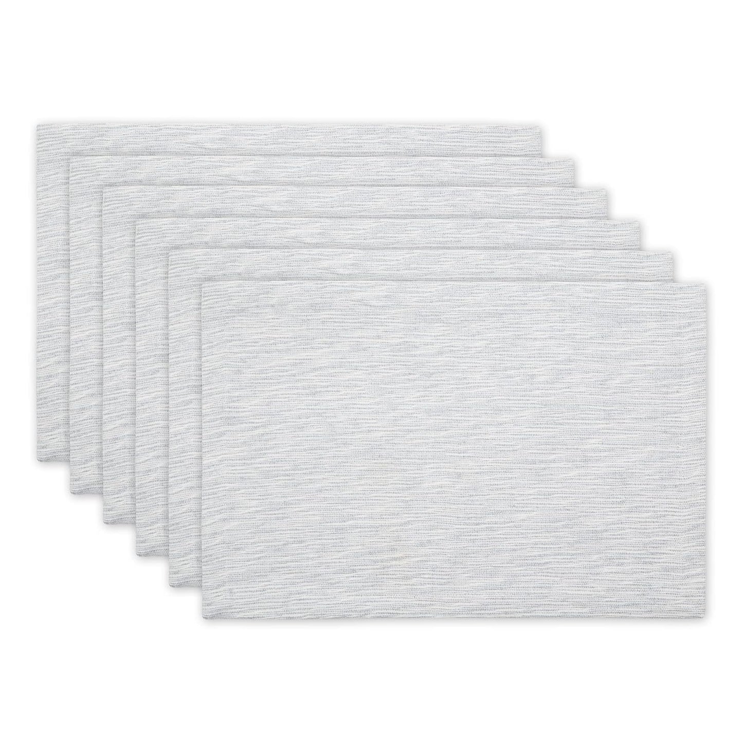 DII Design Tonal Recycled Cotton Slubby Rib Tabletop Collection, Placemat Set, 13x19, Light Gray, 6 Piece