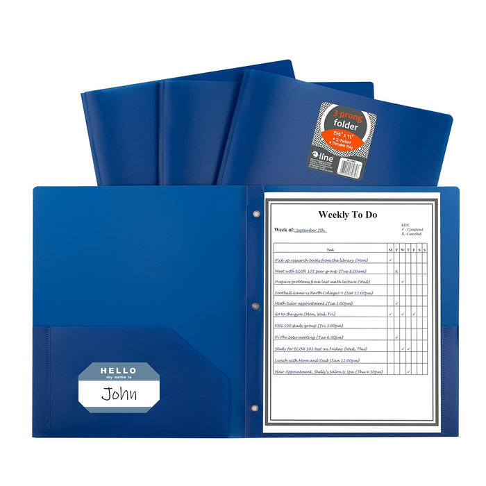 C-Line File Folder, 25-Pack with Prongs, Blue