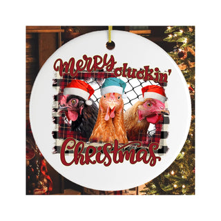 OrnamentallyYou Hanging Ornament, Merry Cluckin Christmas Chicken Ornament, Eleg