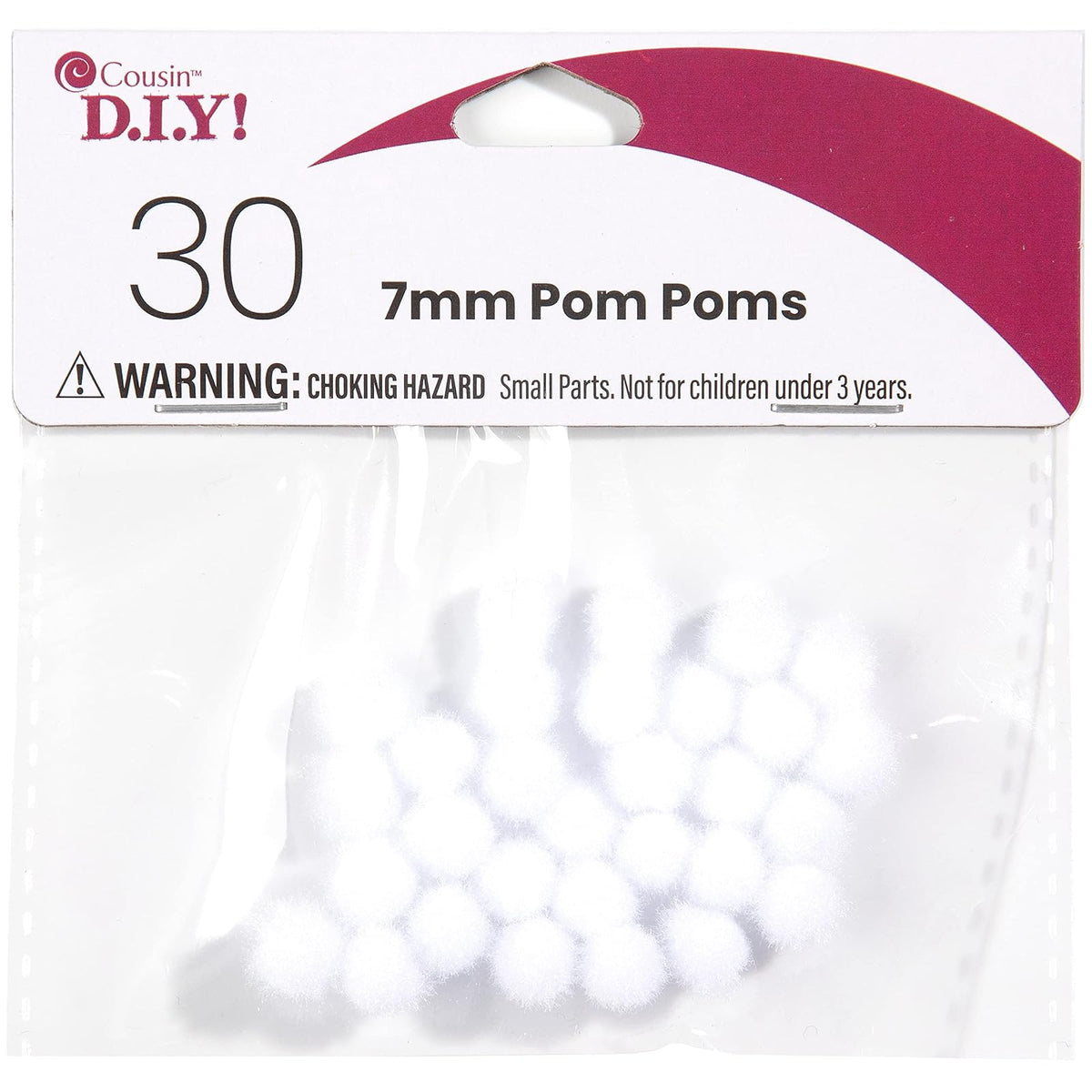 Cousin Decorative Pom Pom, 7mm, White