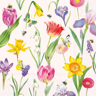 ihr SINCE 1977 Disposable Napkin, 5" x 5", Spring Awakening (Cream)