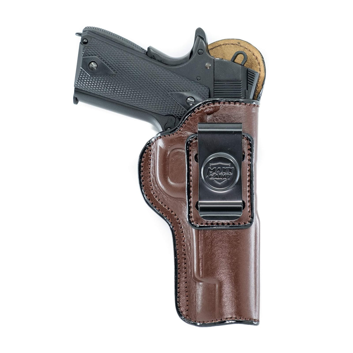 Cardini Leather USA Gun Holster, Right Hand, Brown - Right Hand Draw (Inside the