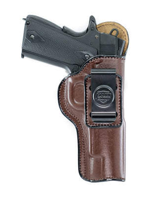 Cardini Leather USA Gun Holster, Right Hand, Brown - Right Hand Draw (Inside the