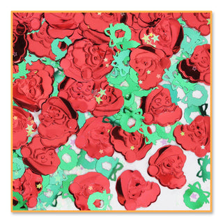 Beistle Saint Nick Christmas Themed Cutout Plastic Confetti, 1 Pack, Red/Green