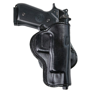 Cardini Leather USA Gun Holster, Medium, Black - Right Hand Draw (OWB)